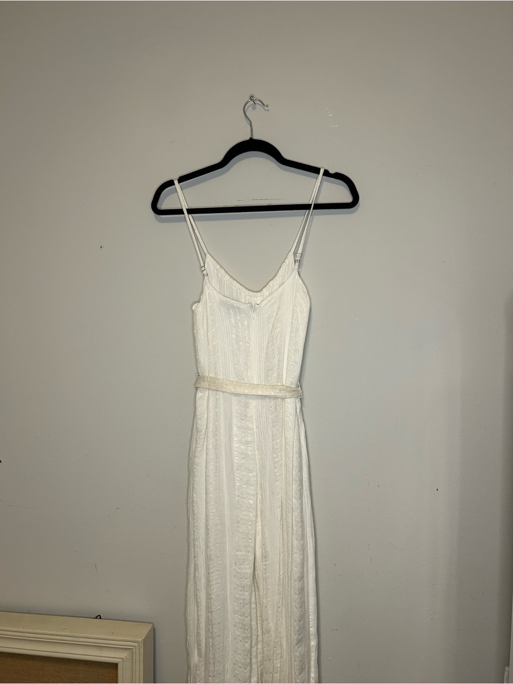 MAJORELLE Ivory Textured Wide-Leg Jumpsuit with Tie Waist - Picture 4 of 9